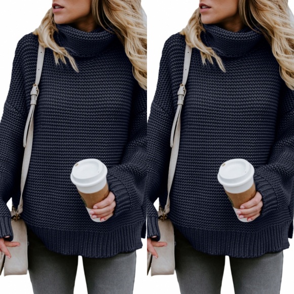 Sweaters - Plus Size Chunky Knit Turtleneck Sweater
